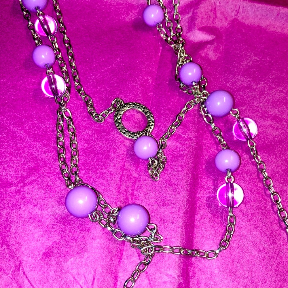 Triple strand purple bead Neaklace